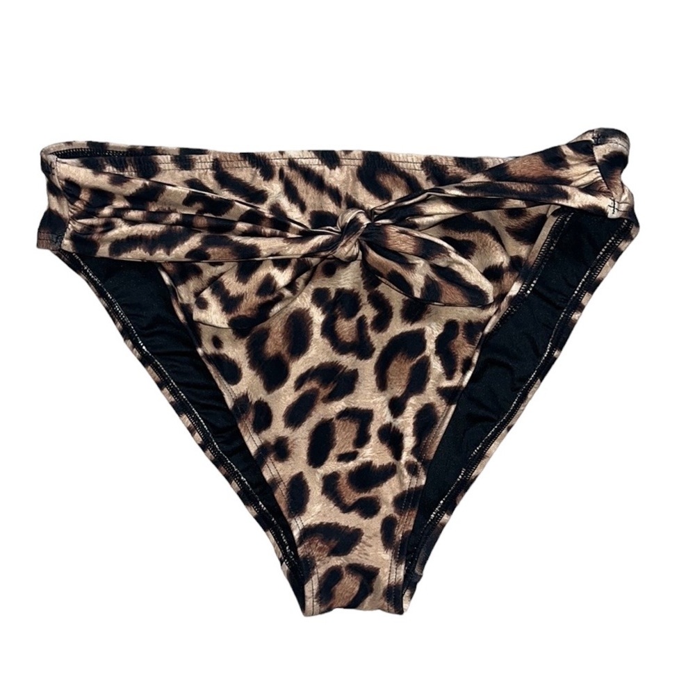 Carmen Marc Valvo Bikini Bottoms Leopard Print High Waist L Large